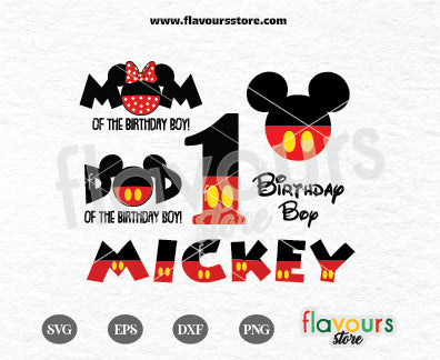 1st Birthday Mickey Set, Birthday Bundle, SVG Cut File Cricut