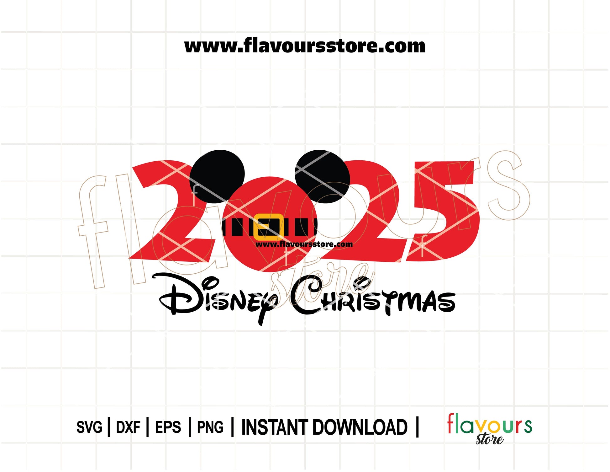 Festive Mickey Mouse ears with a Santa hat in a Christmas SVG cut file for Cricut, ideal for DIY Disney holiday shirts and ornaments.
