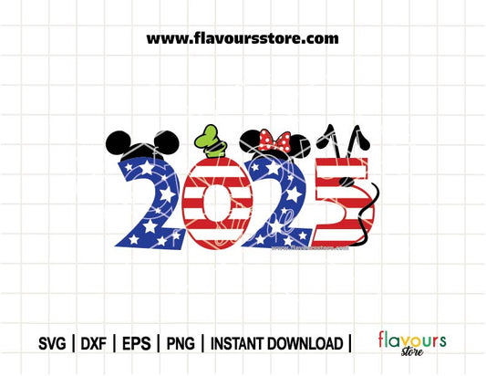 2025 America Flag Mickey Friends Svg, 4th Of July Svg, Patriotic, SVG Cut File