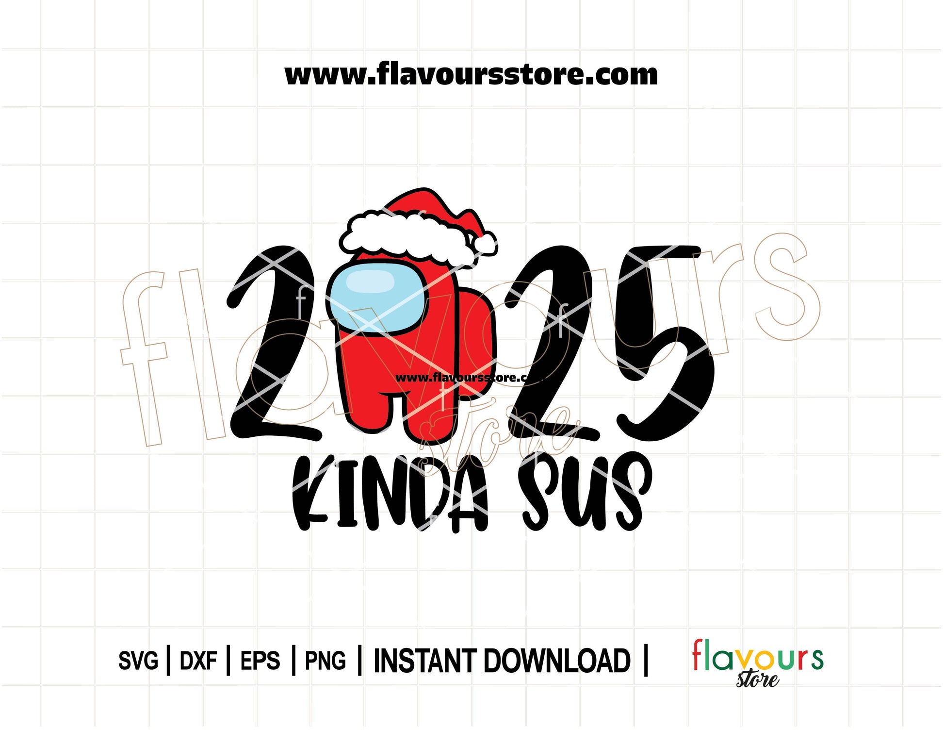 Funny Kinda Sus Christmas SVG featuring an Among Us crewmate in holiday style, perfect for Cricut crafts and DIY Christmas shirts.