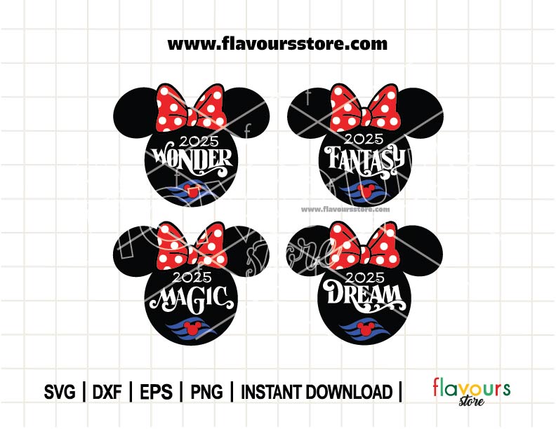 2025 Minnie Ears Magic Dream Fantasy Wonder Cruise SVG Cut Files