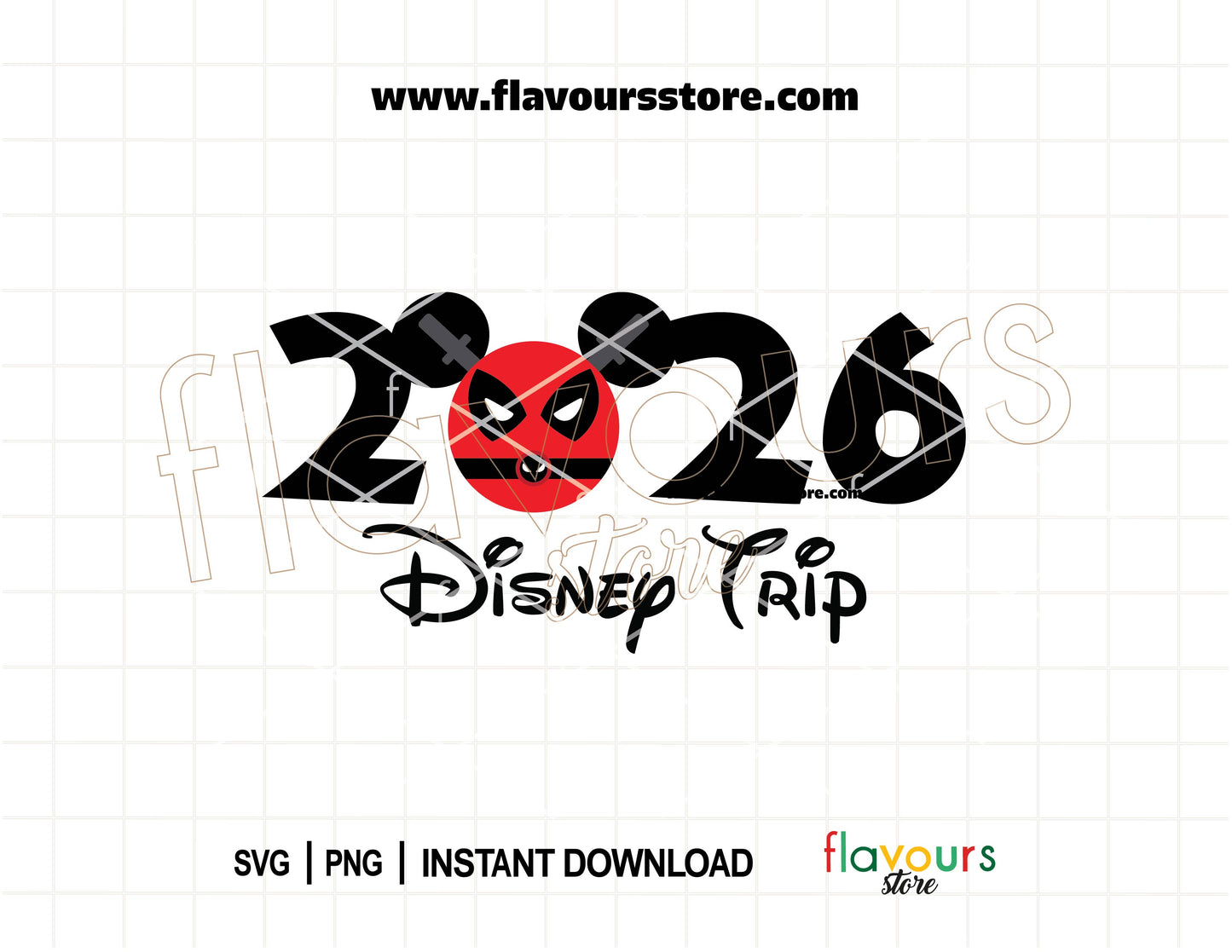 2026 Disney Trip Deadpool Mouse Ears SVG for Cricut funny family vacation shirts