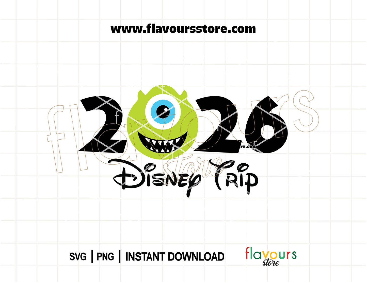 2026 monsters inspired Mike one-eyed Disney trip SVG design for matching family shirts and Cricut crafts