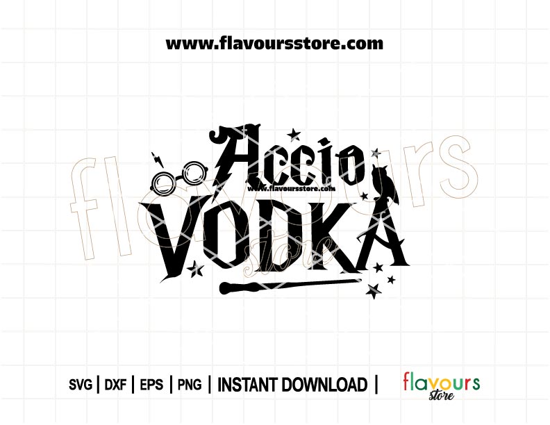 Funny “Accio Vodka” wizard spell SVG file for Cricut, ideal for mugs, t-shirts, party gifts, and adult crafts