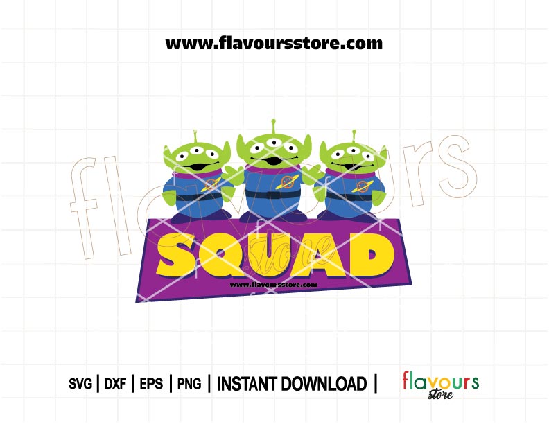 Alien Squad Toy Story SVG cut file featuring green space aliens for Cricut and Silhouette crafting projects
