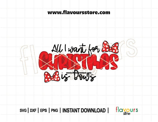 Minnie-inspired red polka dot bow with Christmas quote SVG for Cricut, ideal for holiday shirts and Disney-themed crafts