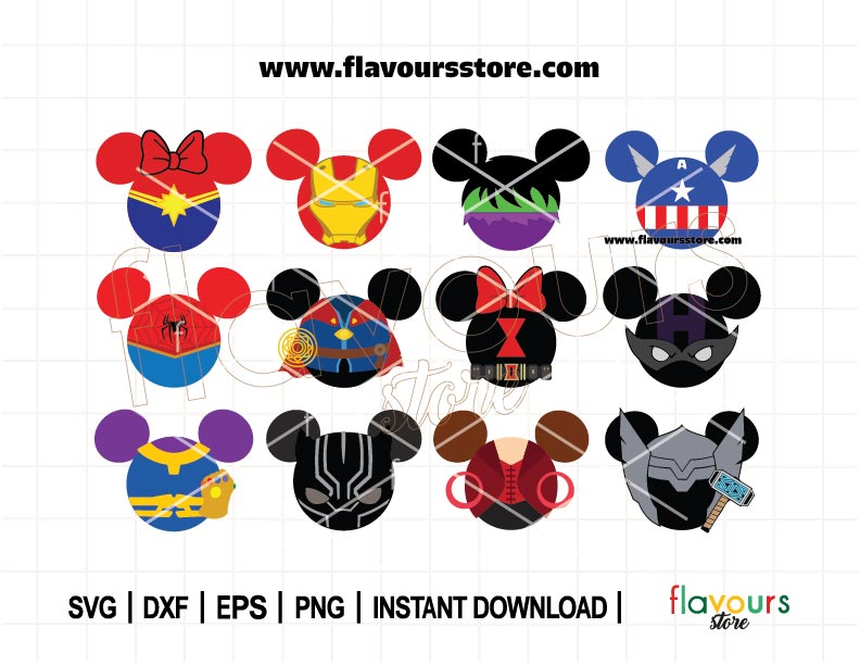 Avengers Ears Bundle SVG, Mickey Ears Svg, Cut File For Cricut SVG