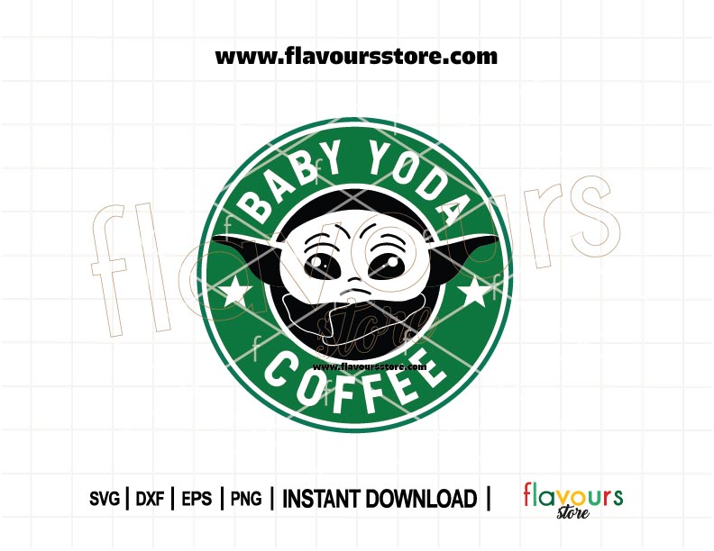 Baby Yoda Coffee SVG cut file for Cricut and Silhouette – Star Wars Grogu design for mugs, shirts, tumblers, kitchen decor, and coffee gifts.