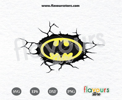 Batman Logo Wall, Cracking Wall, Cracked Bat Symbol SVG Cut File