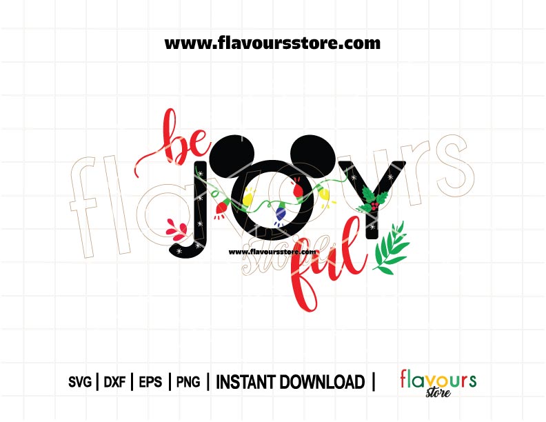 Festive Mickey Ears SVG with "Be Joyful" text in holiday colors, perfect for Christmas crafts and DIY shirts