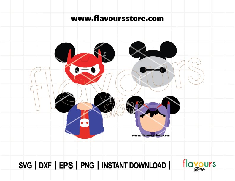 Big Hero Ears Bundle, Hero Mouse Ears Bundle SVG, Robotics Svg, Baymax Ears Svg, Inspired Characters Svg, Superhero Svg, Cut File For Cricut SVG