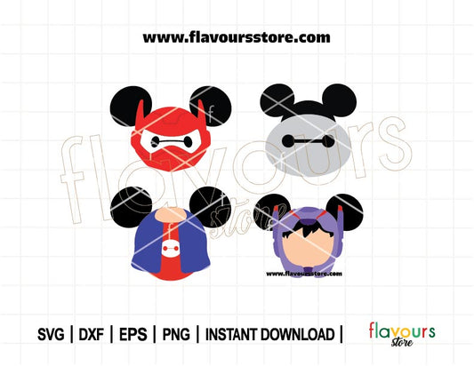Big Hero Ears Bundle, Hero Mouse Ears Bundle SVG, Robotics Svg, Baymax Ears Svg, Inspired Characters Svg, Superhero Svg, Cut File For Cricut SVG