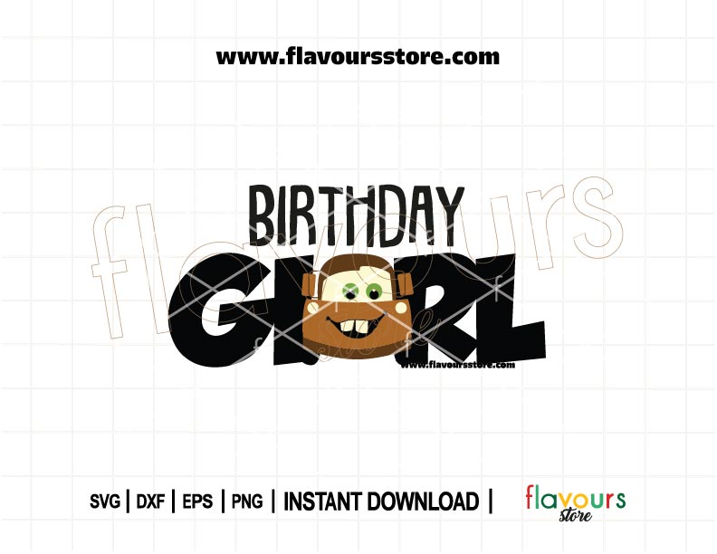 Birthday Girl Tow Mater Cars SVG cut file for Cars-themed birthday shirt or party decor, instant download digital design