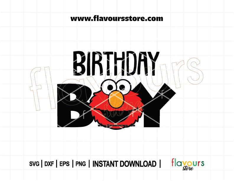 Birthday Boy Elmo SVG cut file featuring Elmo from Sesame Street, perfect for Cricut birthday shirts and DIY party decorations.
