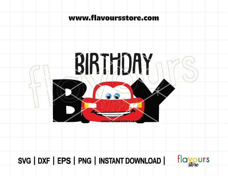 Lightning McQueen Birthday Boy SVG Bundle for Cricut and Silhouette, perfect for Cars movie-themed shirts, banners, and party decorations