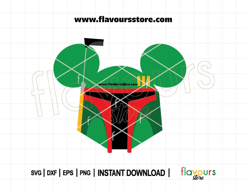 Boba Fett Ears SVG cut file – Star Wars Mandalorian helmet design for Cricut, Silhouette, Glowforge. Perfect for Star Wars party crafts, DIY apparel, and unique Mandalorian gifts.