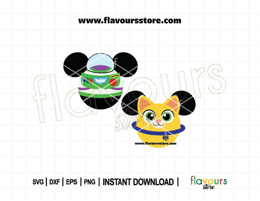 Mickey Ears SVG featuring Buzz Lightyear and Sox the Cat – Disney Cut File for Cricut and Silhouette