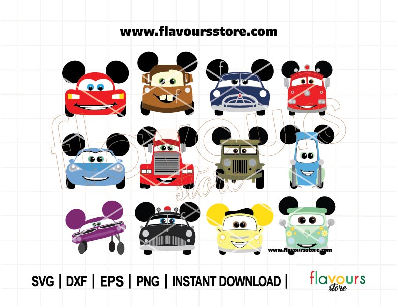 Cars Ears Bundle SVG Cut File, Mouse head Png, Mouse Ears svg, Cars Png, Boys Tshirt svg, Cut File For Cricut SVG