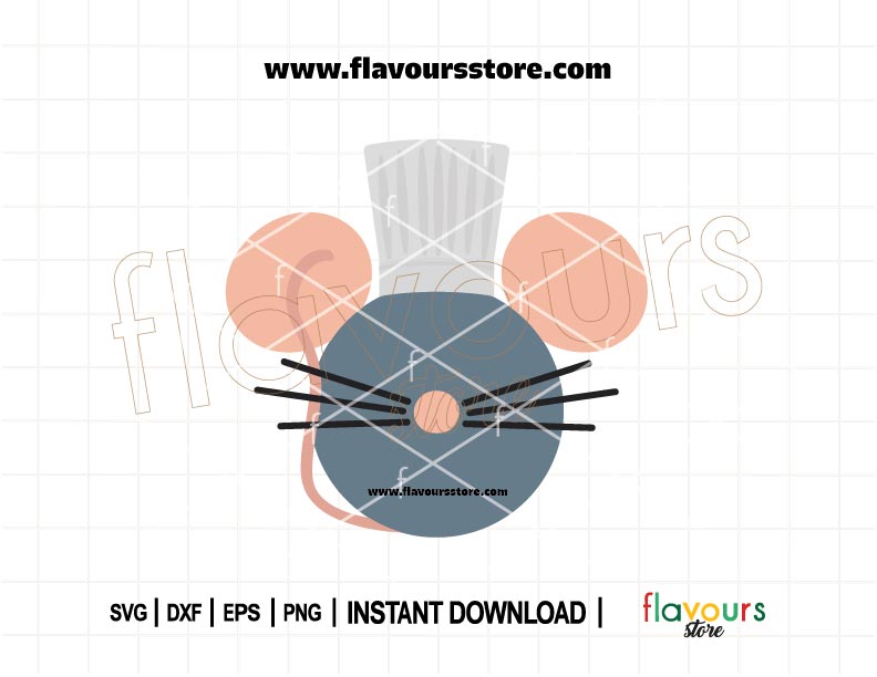 Chef Remy-inspired mouse ears SVG file featuring a cartoon chef hat and Disney mouse ears, ideal for Cricut and Silhouette crafts.