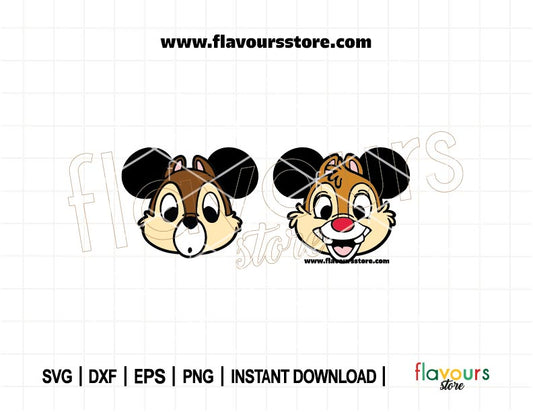 Chip and Dale Ears Bundle SVG | Squirrel Svg | Mouse Head Ears Svg | Inspired Characters Svg | Ears Svg | Cut File For Cricut SVG