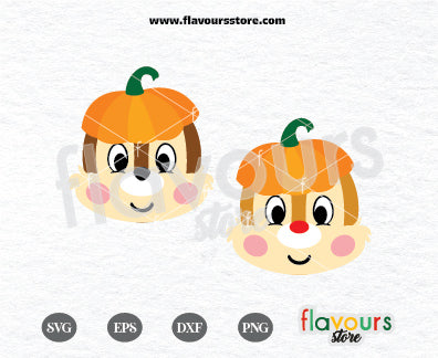 Chip & Dale Pumpkins, Halloween Fall Pumpkin, SVG Cut File Cricut
