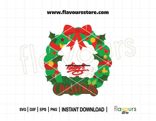 Elegant Christmas wreath SVG cut file with festive leaves and berries, perfect for Cricut, handmade gifts, and holiday home decor.