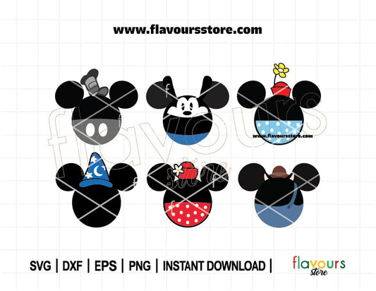 Classic Ears Bundle SVG, Oswald Ears Png, Vintage Minnie Ears, Sorcerer Ears png, Steamboat Ears, Pete Ears, Designs for Cricut, Silhouette