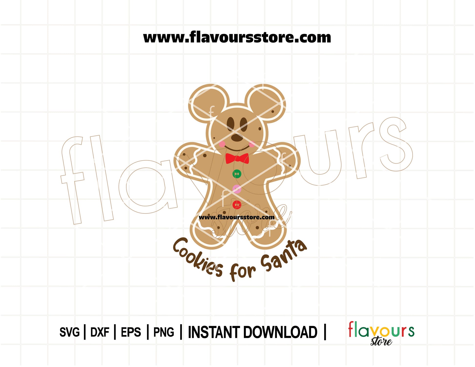 Mickey Mouse-themed “Cookies for Santa” SVG cut file for Cricut and Silhouette Christmas crafts featuring festive plate design.