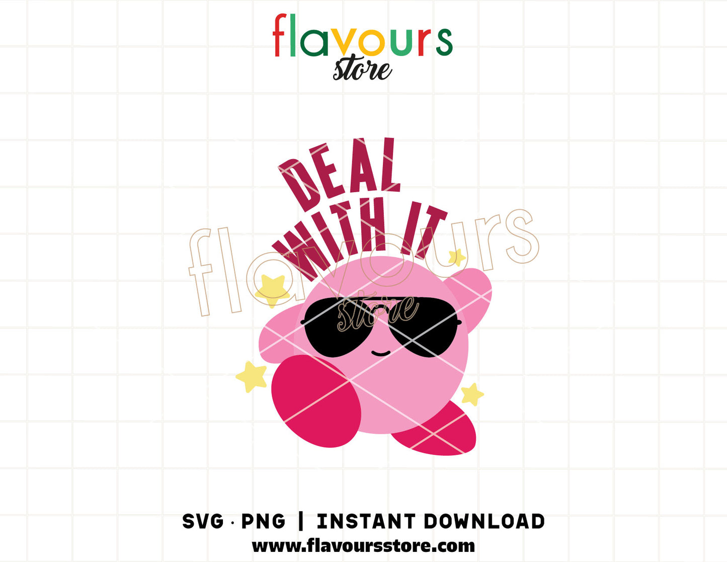 deal with it kirby svg funny gamer cartoon cricut cut file shirt design