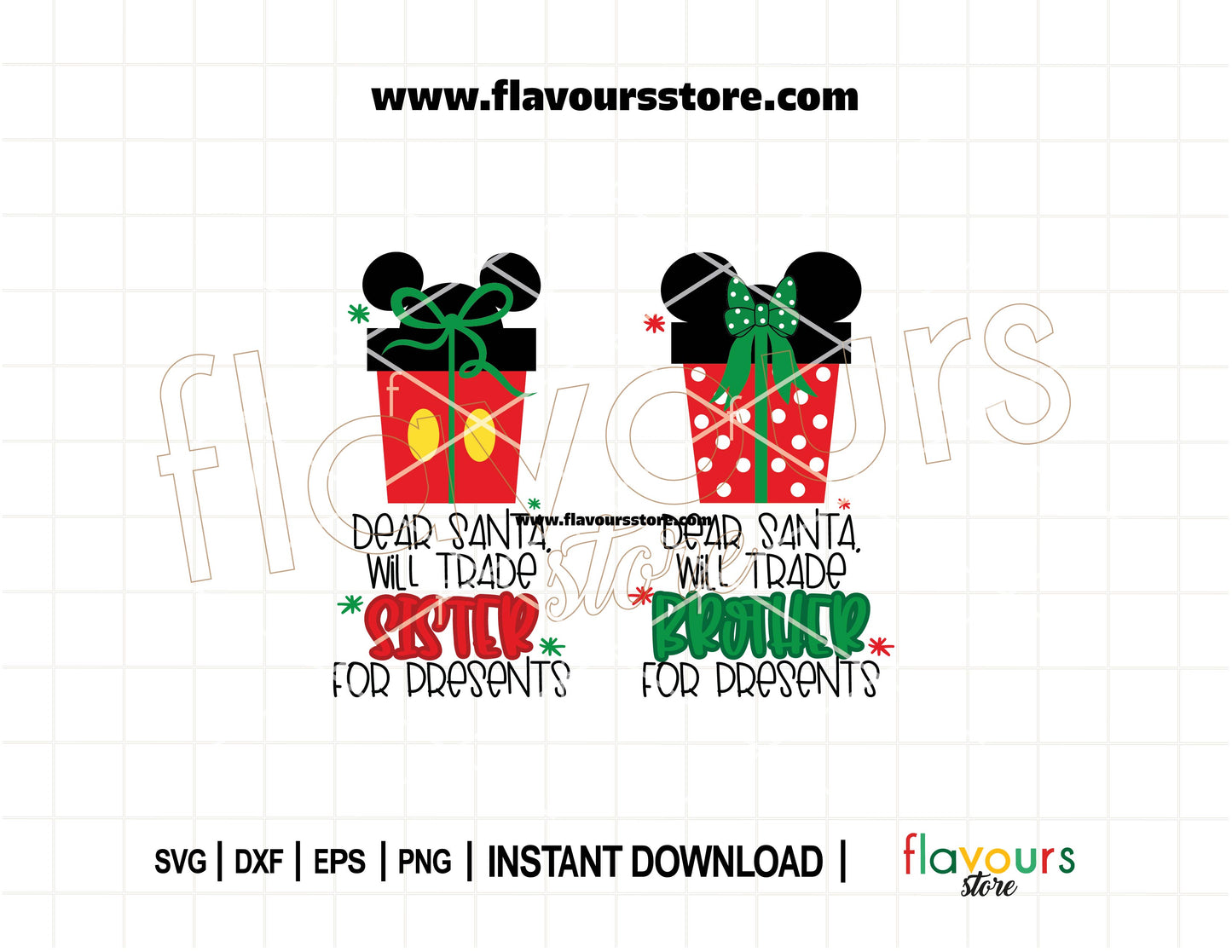 Funny Christmas SVG design with “Dear Santa, Will Trade Sister/Brother for Presents” text, ideal for kids’ holiday shirts using Cricut or Silhouette.