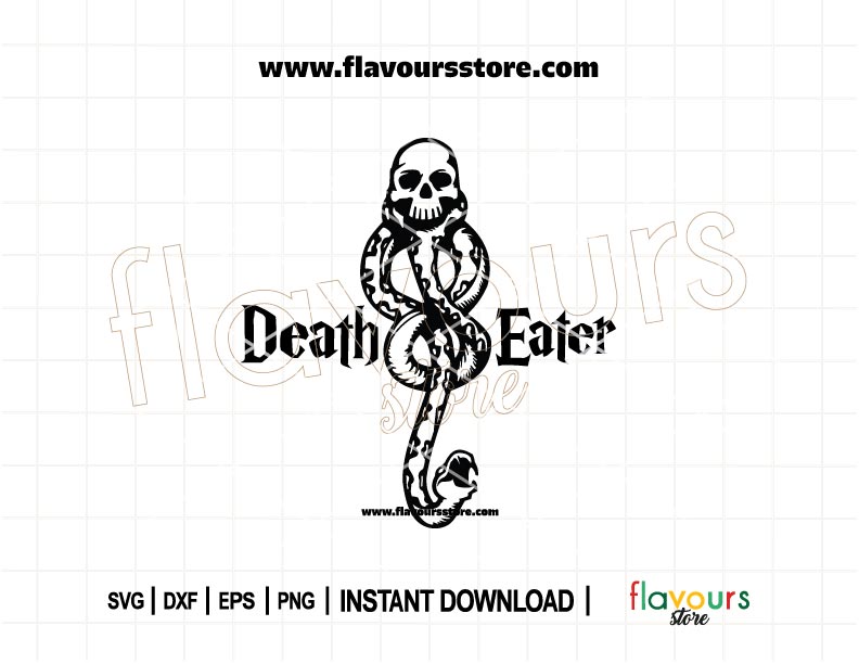 Dark Mark Death Eater SVG design for Cricut featuring the iconic skull and snake tattoo from the Harry Potter series