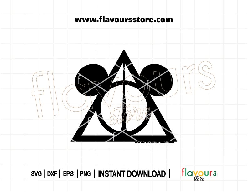 Deathly Hallows Mickey Ears SVG design combining Disney magic with Harry Potter wizardry for Cricut cutting machines