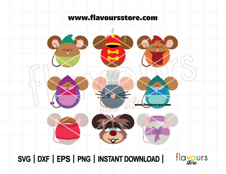 Disney Mice Ears Bundle SVG, Remy Ears Svg, Timothy Ears Svg, Magical Fairytale Mouse Svg, Jaq and Gus Ears Svg, Cut File For Cricut SVG