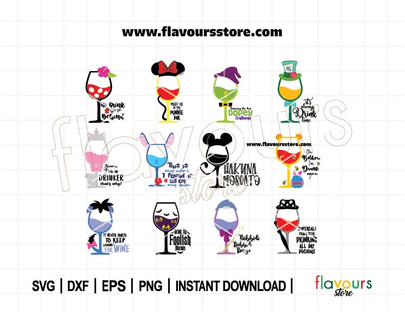 Wine Quotes Glass Bundle SVG, Drinking World, Wine Glasses Bundle, Glass Cup Svg, Cartoon Characters, Wine Clip Art, SVG Cut File For Cricut