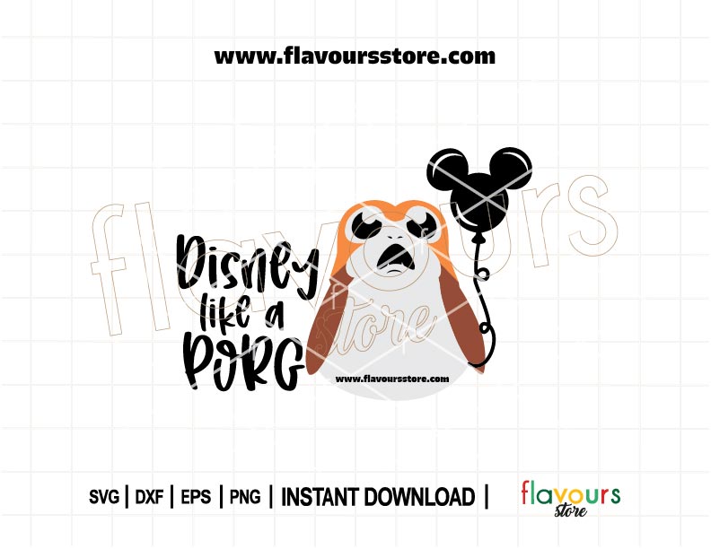 Disney like a Porg SVG cut file for Cricut and Silhouette, perfect for DIY shirts, party decor, gifts, and crafts for Star Wars and Disney fans.