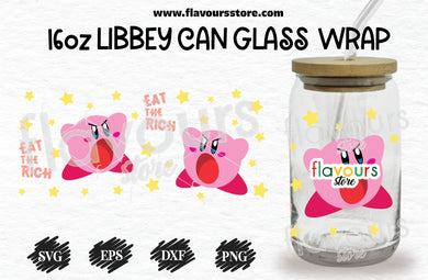 16oz Libbey Can Cup Wrap | Libbey Wrap Svg | Eat the Rich Kirby Svg