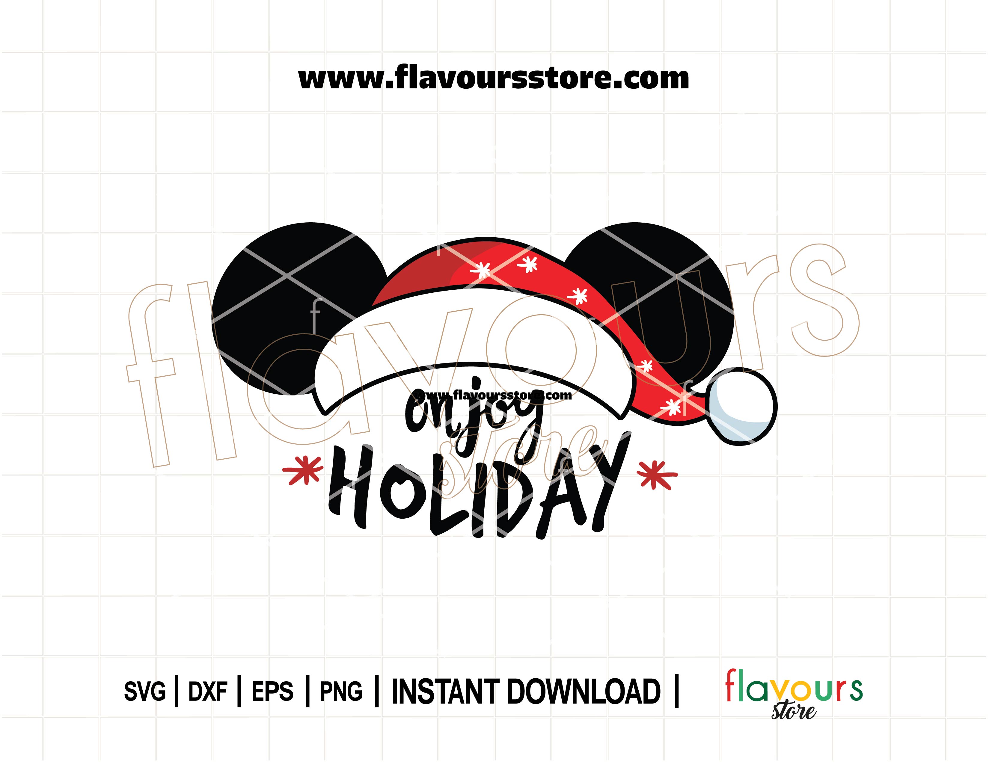 Enjoy the Holidays Mickey SVG – Santa Hat Christmas Cut File for