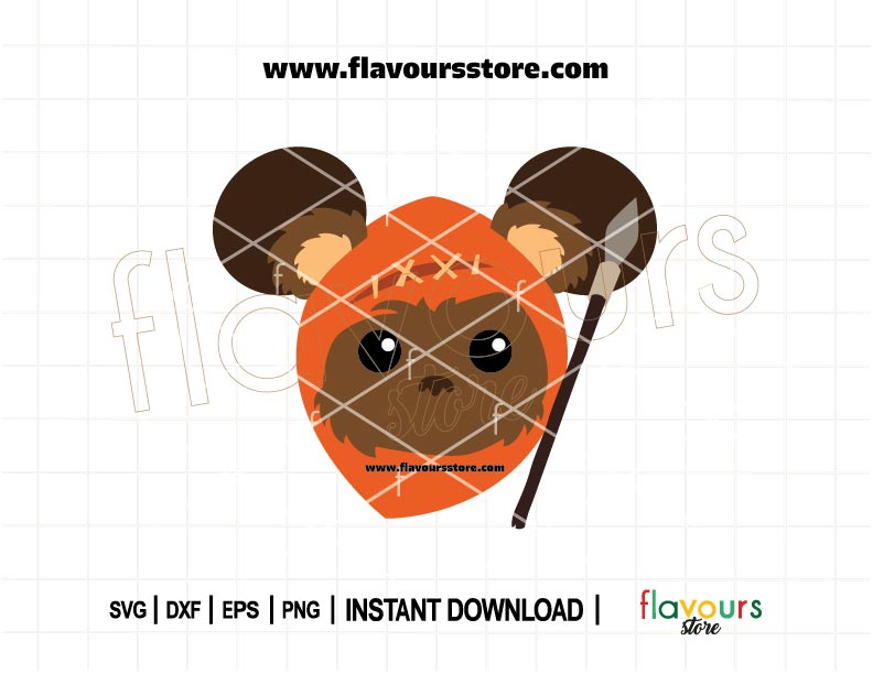 SVG design of Ewok ears inspired by Star Wars, compatible with Cricut and Silhouette, perfect for DIY cosplay, baby showers, and Disney parties