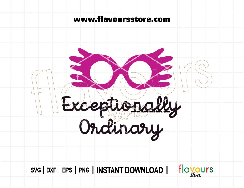 Exceptionally Ordinary SVG with Luna Lovegood Spectrespecs in whimsical style, perfect for Cricut or Silhouette crafts for Harry Potter fans.