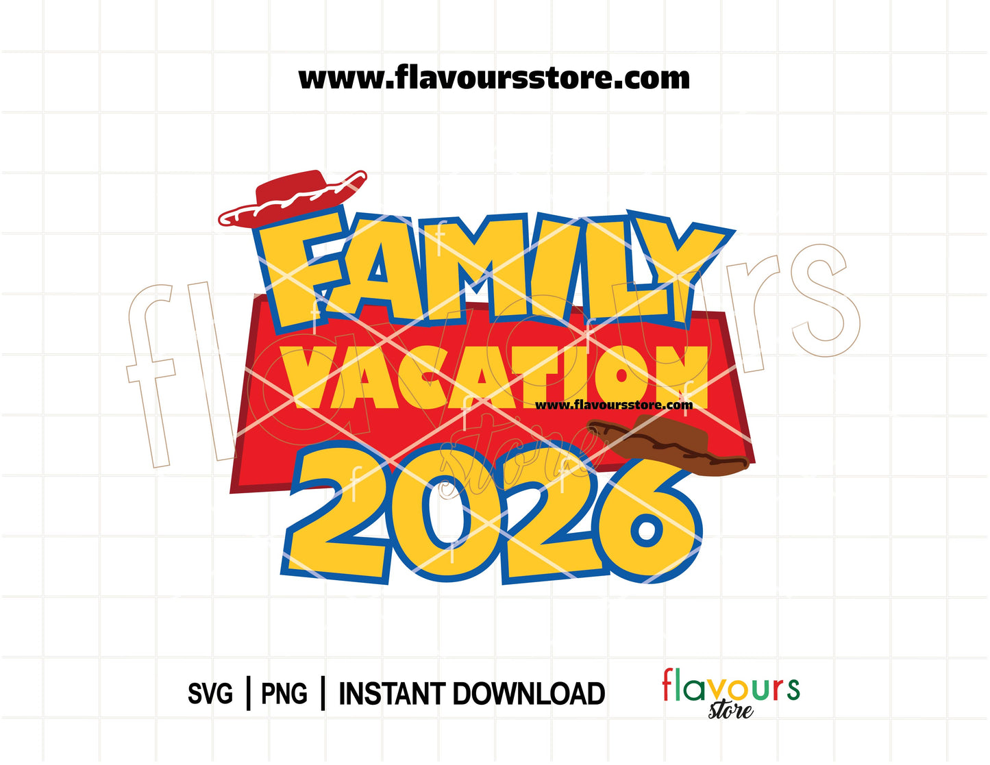 Family Vacation 2026 Toy-inspired Disney Trip SVG cut file for Cricut and Silhouette, matching family shirt design