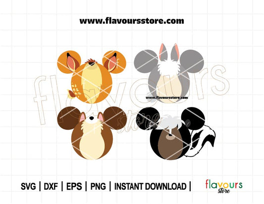 Forest Animals Mouse Ears Bundle SVG | Bambi Ears Svg | Thumper Ears Svg | Flower Ears Svg | Squirrel Ears Svg | Cut File For Cricut SVG