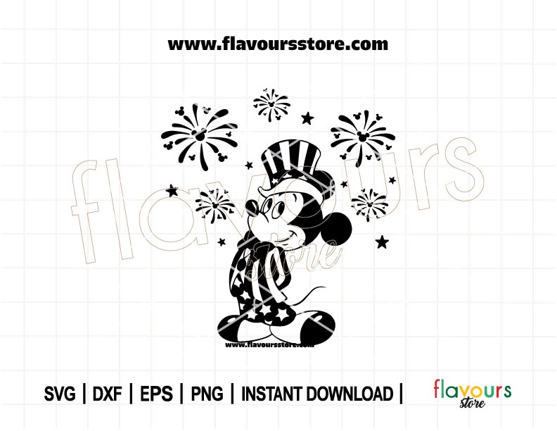 Uncle Sam Mickey Mouse SVG Cut File in red, white, and blue for 4th of July crafts with Cricut and Silhouette