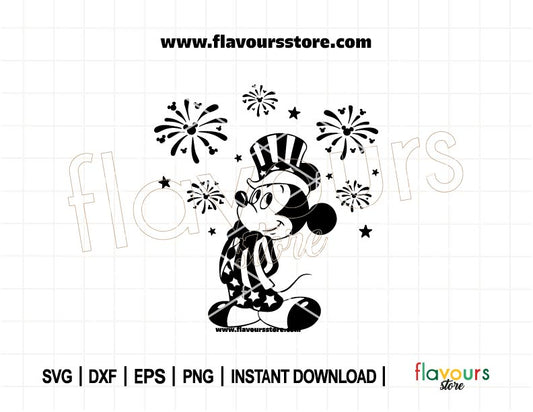 Uncle Sam Mickey Mouse SVG Cut File in red, white, and blue for 4th of July crafts with Cricut and Silhouette