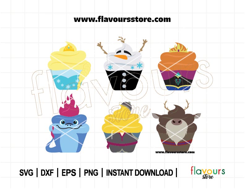 Frozen Cupcakes Bundle, Disney Cupcakes, SVG Cut File Cricut