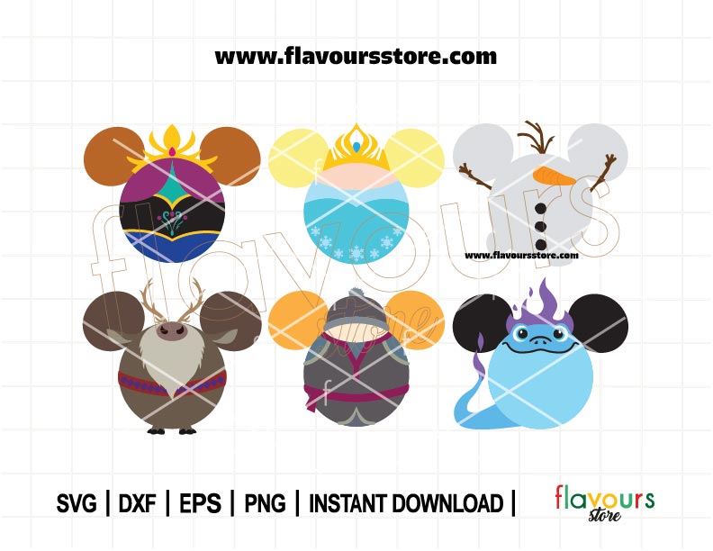 Frozen Mouse Ears Bundle SVG | Princess Ears Svg | Reindeer Ears Svg | Kristoff Ears Svg | Snow Svg | Cut File For Cricut SVG