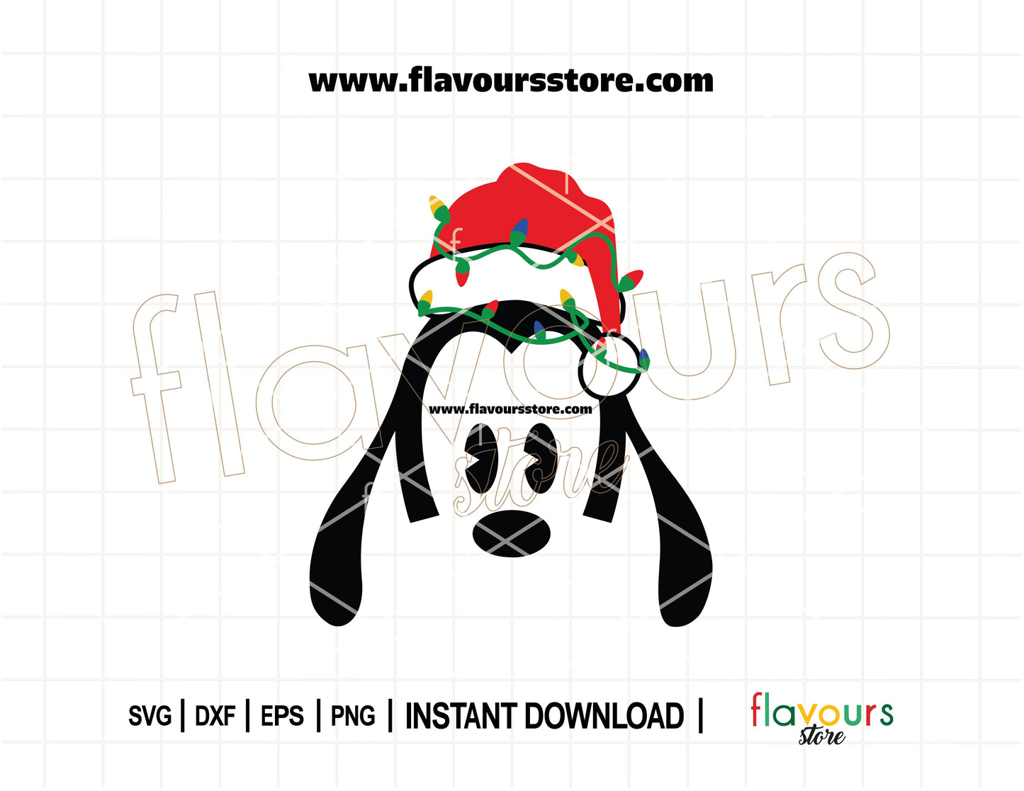 Festive SVG of Goofy’s red Christmas hat wrapped in colorful holiday lights, designed for Cricut and Silhouette DIY Christmas projects.
