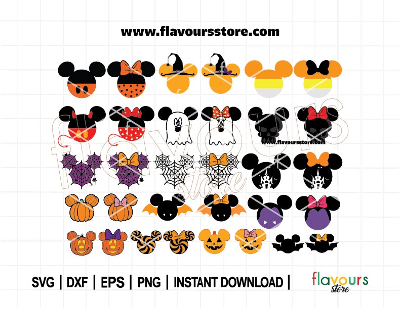 Halloween Mouse Ear Bundle SVG, Halloween SVG, Mouse head SVG, Halloween Quote Svg, Funny Quote Svg, Tshirt Design Svg, Cut file For Cricut
