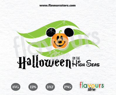 Halloween On The High Sea, Mickey Pumpkin SVG Cut File, Halloween Cruise Flag Svg