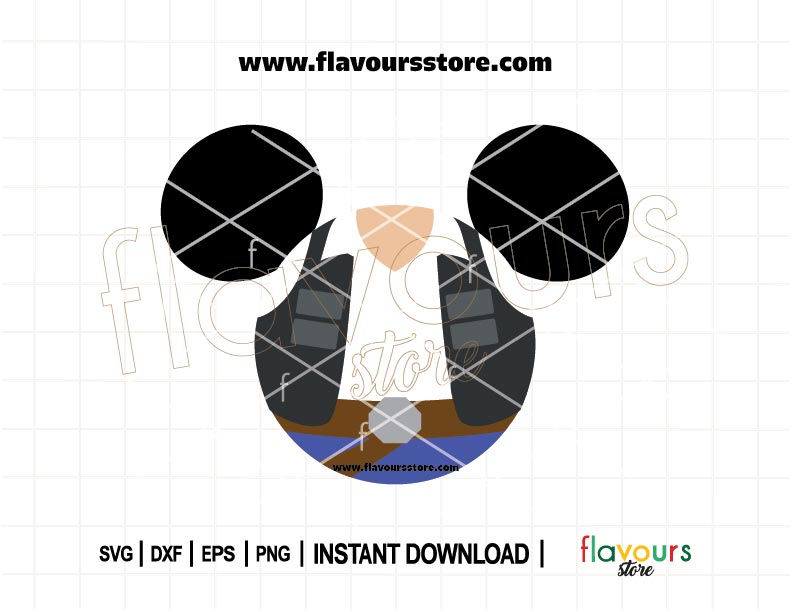 Han Solo inspired Mickey ears Star Wars SVG cut file for Cricut and Silhouette, perfect for Disney trip shirts, cosplay, party decor, and crafts