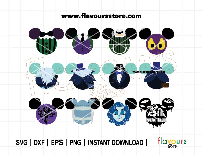 Haunted House Mouse Ears Bundle SVG, Hiking Ghost Ears Svg, Halloween Ears Svg, Maid Ears Svg, Haunted Mansion Svg, Cut File For Cricut SVG